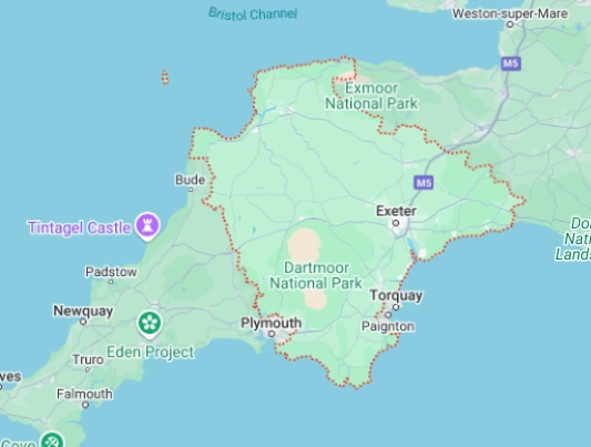 map of Devon - no win no fee compensation claims